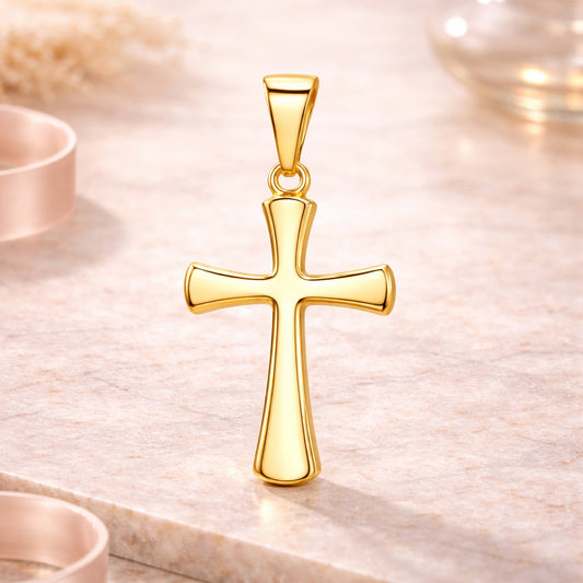 Unisex Kreuz Anhänger 333 Gold 2,6cm - optional mit 45cm Ankerkette 333 Gold