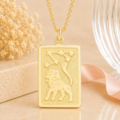 Sternzeichen Anhänger eckig Damen 333 Gold teil-mattiert Tierkreiszeichen rechteckig - optional mit Kette 42cm