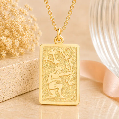 Sternzeichen Anhänger eckig Damen 333 Gold teil-mattiert Tierkreiszeichen rechteckig - optional mit Kette 42cm