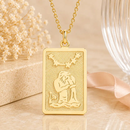 Sternzeichen Anhänger eckig Damen 333 Gold teil-mattiert Tierkreiszeichen rechteckig - optional mit Kette 42cm