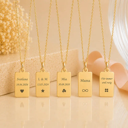 Sternzeichen Anhänger eckig Damen 333 Gold teil-mattiert Tierkreiszeichen rechteckig - optional mit Kette 42cm