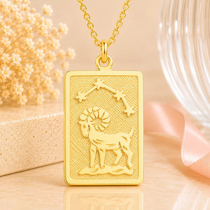Sternzeichen Anhänger eckig Damen 333 Gold teil-mattiert Tierkreiszeichen rechteckig - optional mit Kette 42cm