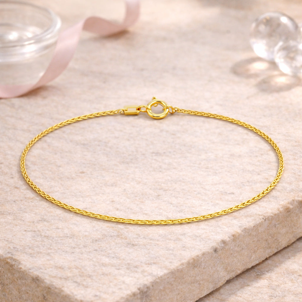 Damen Armband Zopfkette 333 Gelbgold 3-fach - 19cm mit Zwischenöse 17cm
