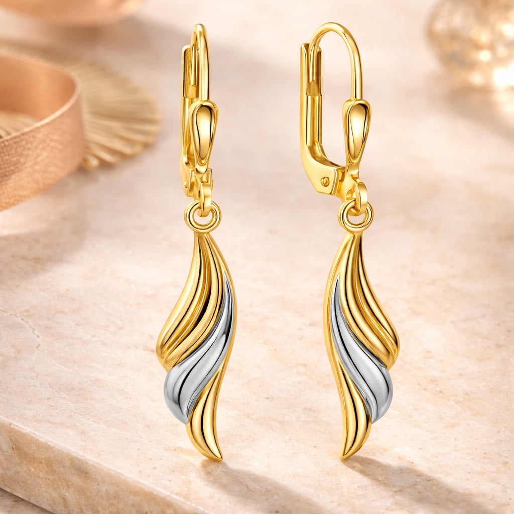 Damen Ohrhänger 333 Gold bicolor rhodiniert - 3,5cm