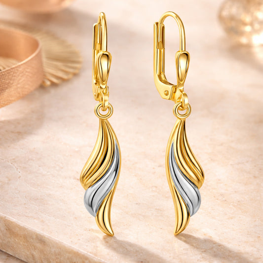 Damen Ohrhänger 333 Gold bicolor rhodiniert - 3,5cm