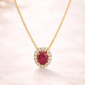 Collier aus 333 Gelbgold mit Rubin & Zirkonia - Ankerkette 42+3cm