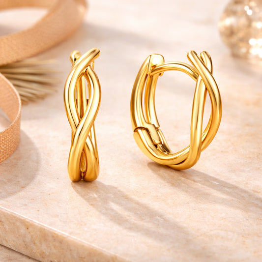 Damen Klappcreolen 333 Gelbgold gedreht - 1,2cm