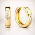 Damen Klappcreolen 333 Gelbgold mit 6 weißen Zirkonia - 15,5mm