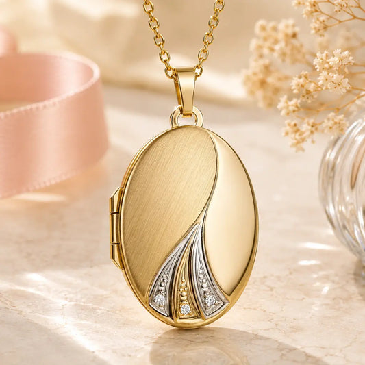 Medaillon Damen 333 Gold für 2 Fotos - Fotoanhänger zum Öffnen - optional mit Goldkette 45cm