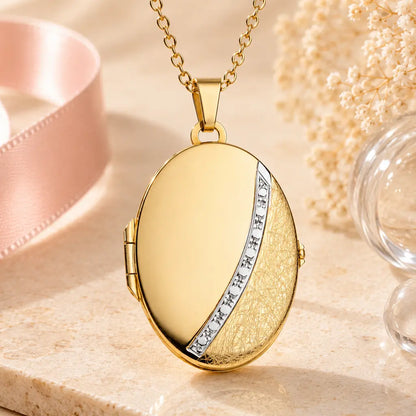 Medaillon Damen 333 Gold für 2 Fotos - Fotoanhänger zum Öffnen - optional mit Goldkette 45cm