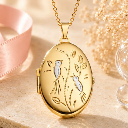 Medaillon Damen 333 Gold für 2 Fotos - Fotoanhänger zum Öffnen - optional mit Goldkette 45cm