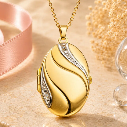 Medaillon Damen 333 Gold für 2 Fotos - Fotoanhänger zum Öffnen - optional mit Goldkette 45cm