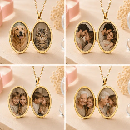 Medaillon Damen 333 Gold für 2 Fotos - Fotoanhänger zum Öffnen - optional mit Goldkette 45cm