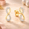 Damen Ohrstecker 333 Gelbgold bicolor Infinity mit 24 Zirkonia - 12mm
