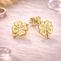 Kinder Ohrstecker 333 Gold Kleeblatt strukturiert glänzend Steckerverschluss - 8mm