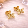 Kinder Ohrstecker 333 Gold Schmetterling glänzend - 11mm