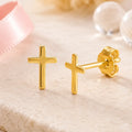 Ohrstecker Kreuz Damen 333 Gelbgold glatt minimalistisch - 7mm