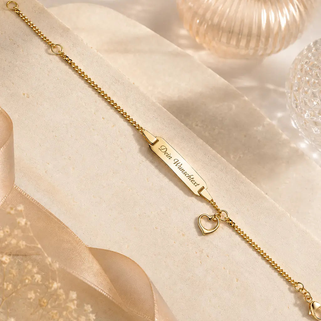 ID-Schildarmband Kinder 333 Gold gravierbar - Armkette 14cm - Made in Germany