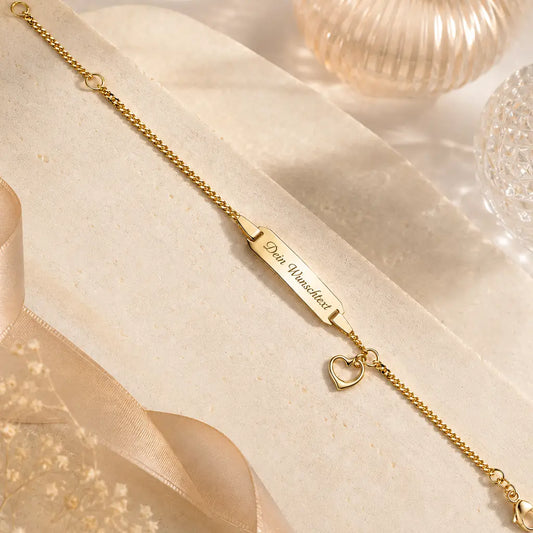 ID-Schildarmband Kinder 333 Gold gravierbar - Armkette 14cm - Made in Germany
