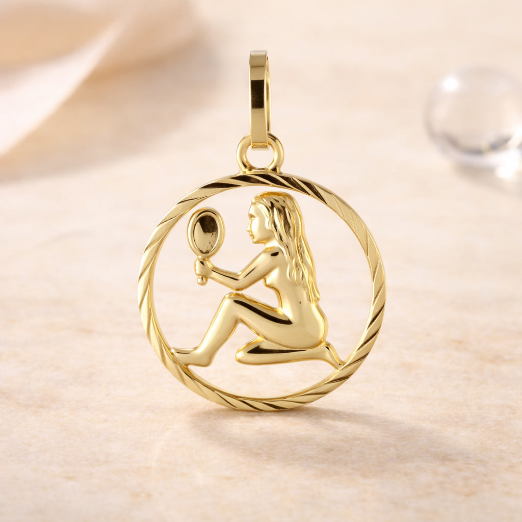Damen Sternzeichen-Anhänger 333 Gold diamantiert 15mm - optional mit Kette 45cm