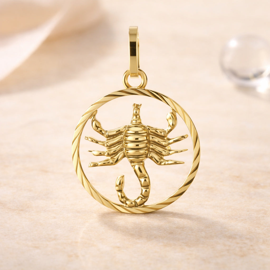 Damen Sternzeichen-Anhänger 333 Gold diamantiert 15mm - optional mit Kette 45cm