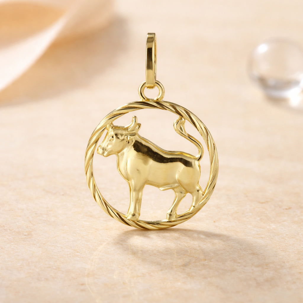 Damen Sternzeichen-Anhänger 333 Gold diamantiert 15mm - optional mit Kette 45cm