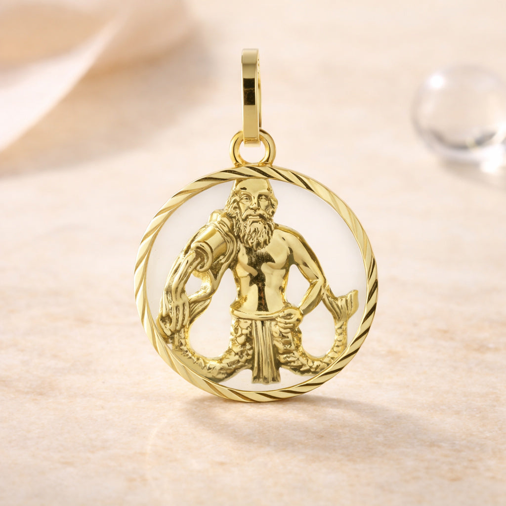 Damen Sternzeichen-Anhänger 333 Gold diamantiert 15mm - optional mit Kette 45cm