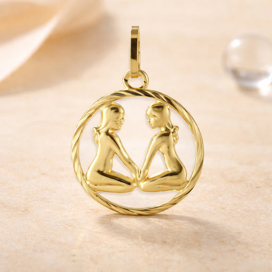 Damen Sternzeichen-Anhänger 333 Gold diamantiert 15mm - optional mit Kette 45cm