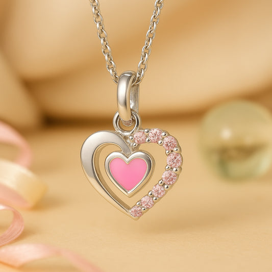 Anhänger aus 925er Sterling Silber - Herz mit Lack Herz