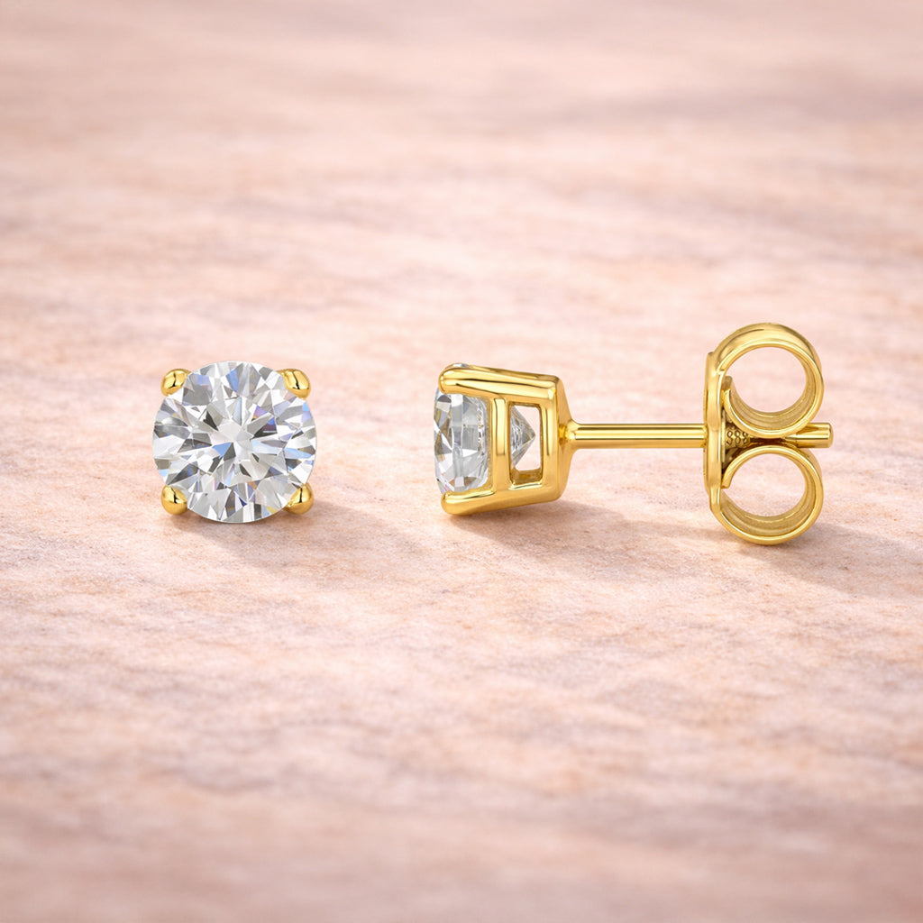 Damen Ohrstecker 375 Gelbgold Zirkonia Krappenfassung - 0,5cm