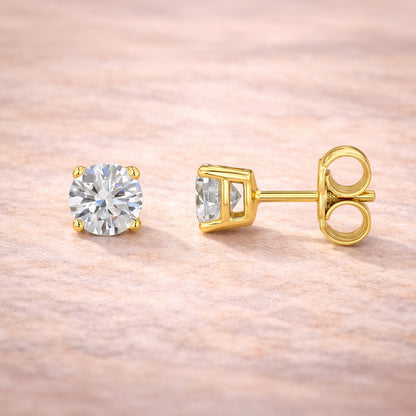 Damen Ohrstecker 375 Gelbgold Zirkonia Krappenfassung - 0,5cm