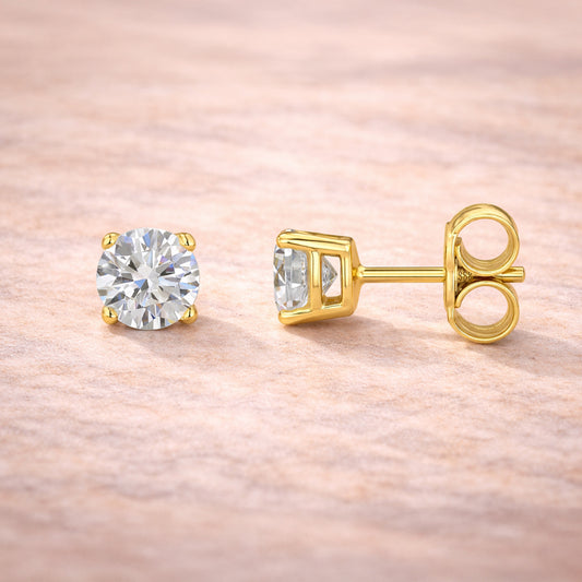 Damen Ohrstecker 375 Gelbgold Zirkonia Krappenfassung - 0,5cm