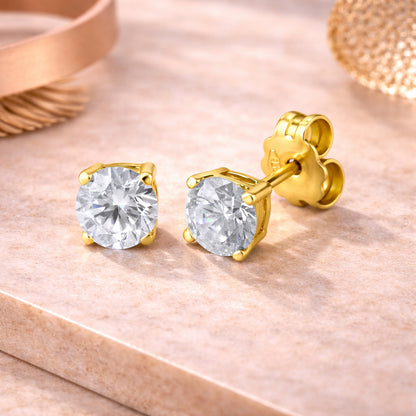Damen Ohrstecker 375 Gelbgold Zirkonia Krappenfassung - 0,5cm