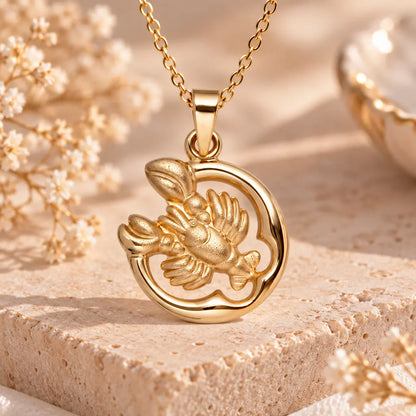 Sternzeichen Anhänger 375 Gelbgold - teilmattiert - 12 Tierkreiszeichen - Optional mit Ankerkette 45cm