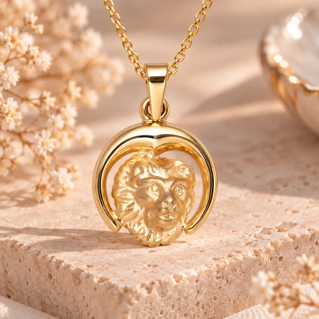 Sternzeichen Anhänger 375 Gelbgold - teilmattiert - 12 Tierkreiszeichen - Optional mit Ankerkette 45cm