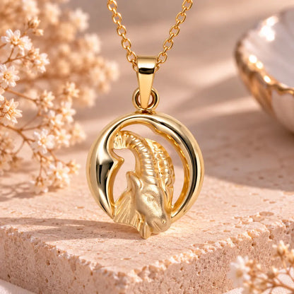 Sternzeichen Anhänger 375 Gelbgold - teilmattiert - 12 Tierkreiszeichen - Optional mit Ankerkette 45cm