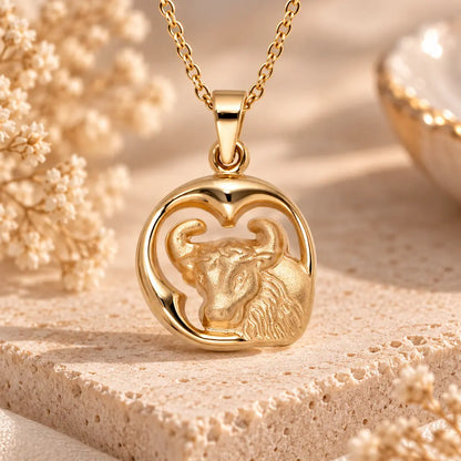 Sternzeichen Anhänger 375 Gelbgold - teilmattiert - 12 Tierkreiszeichen - Optional mit Ankerkette 45cm