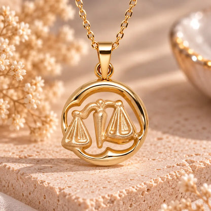 Sternzeichen Anhänger 375 Gelbgold - teilmattiert - 12 Tierkreiszeichen - Optional mit Ankerkette 45cm