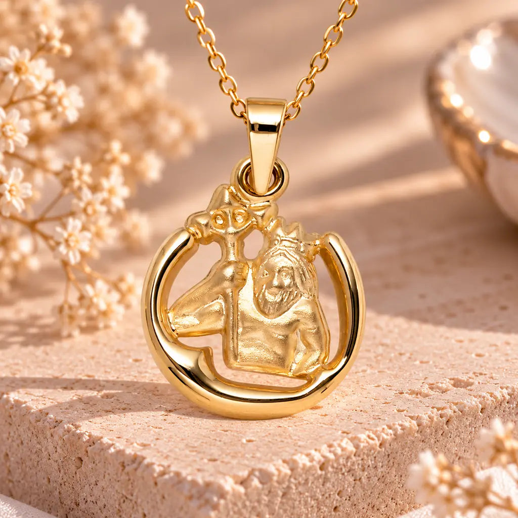 Sternzeichen Anhänger 375 Gelbgold - teilmattiert - 12 Tierkreiszeichen - Optional mit Ankerkette 45cm