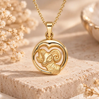 Sternzeichen Anhänger 375 Gelbgold - teilmattiert - 12 Tierkreiszeichen - Optional mit Ankerkette 45cm