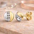 Damen Ohrstecker aus 375er Gelbgold bicolor mit Zirkonia 55mm - Goldschmuck