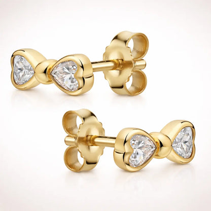 Damen Ohrstecker 375 Gold Schleife Zirkonia 4mm