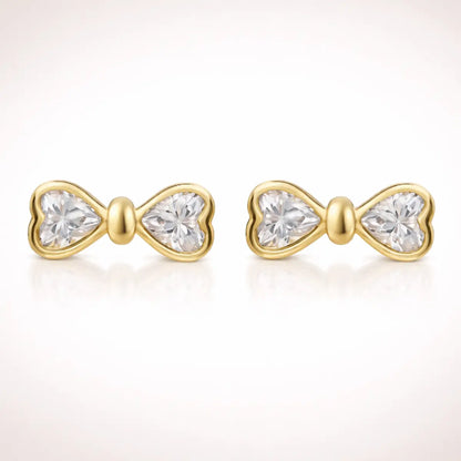 Damen Ohrstecker 375 Gold Schleife Zirkonia 4mm