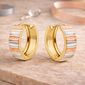 Damen Klappcreolen aus 375er Gelbgold tricolor 14mm - Goldschmuck ohne Stein