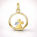 Damen Anhänger Engel 375 Gelbgold zweifarbig rund mit Zirkonia weiß - 2,2cm
