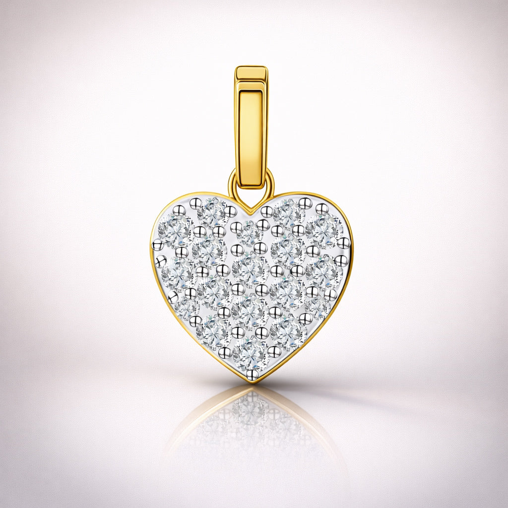 Damen Anhänger Herz 375 Gelbgold bicolor mit Zirkonia - 1,1cm