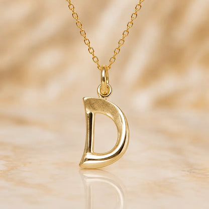 Buchstaben Anhänger Damen 375 Gelbgold matt glänzend 18mm - optional mit Kette 45cm