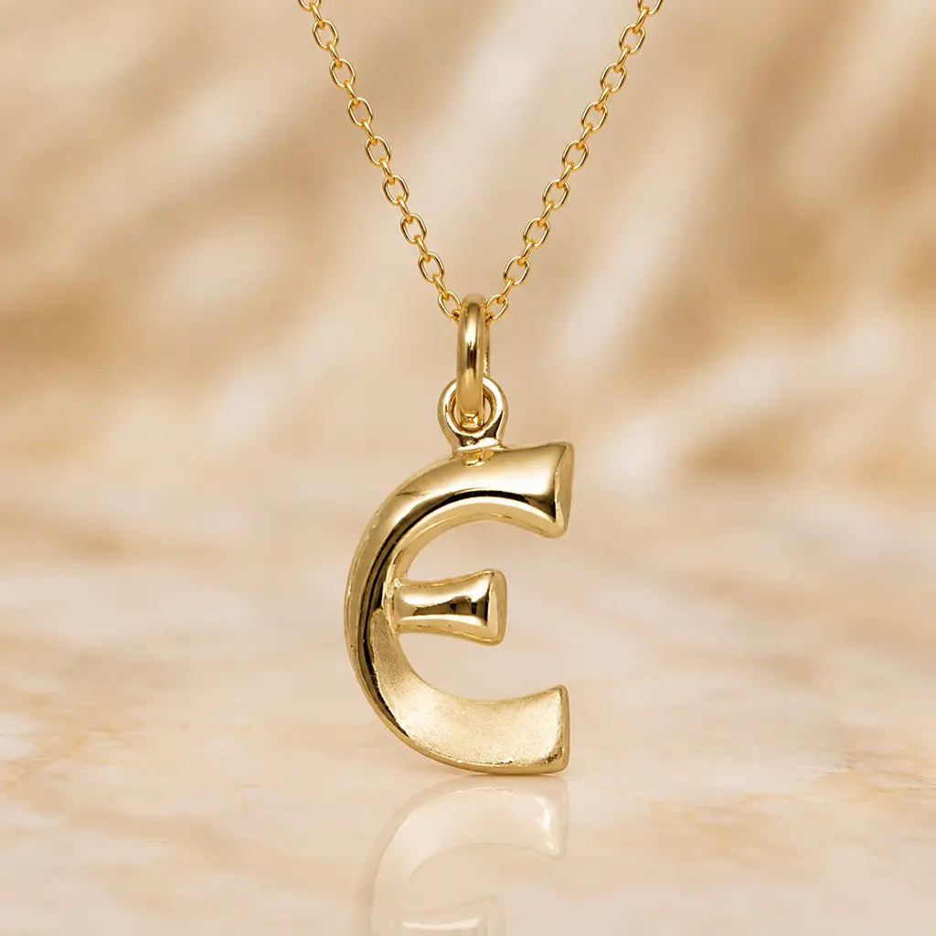 Buchstaben Anhänger Damen 375 Gelbgold matt glänzend 18mm - optional mit Kette 45cm
