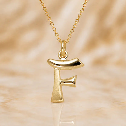 Buchstaben Anhänger Damen 375 Gelbgold matt glänzend 18mm - optional mit Kette 45cm