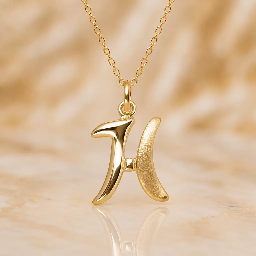 Buchstaben Anhänger Damen 375 Gelbgold matt glänzend 18mm - optional mit Kette 45cm
